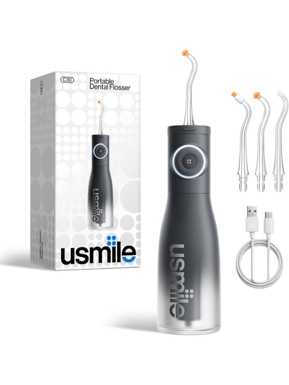 Cordless Water Flosser with 300ml Tank, 5 Modes, IPX7 Waterproof, Black